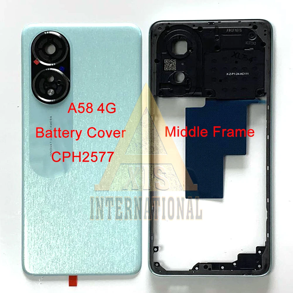 6.72'' Grade AAA For Oppo A58 4G CPH2577 Battery Cover Back Case For Oppo A58 4G Back Cover Middle Frame+Camera Frame Sticker