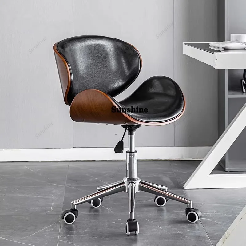 Solid Wood Computer Chair Backrest Home Comfortable Long-term Sitting Second-hand Study Chair Net Celebrity Lift Swivel Chair  F