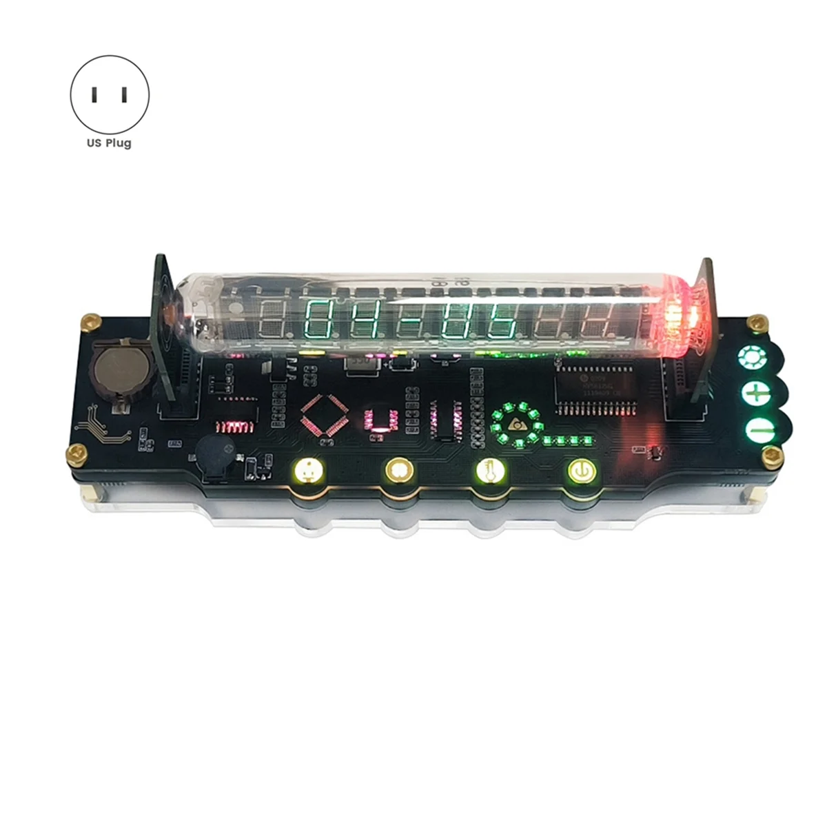 RGB Luminous Tube Clock DIY LED Fluorescent Tube Clock Art and Technology Table Decoration Pseudo-Nixie Tube US-Plug