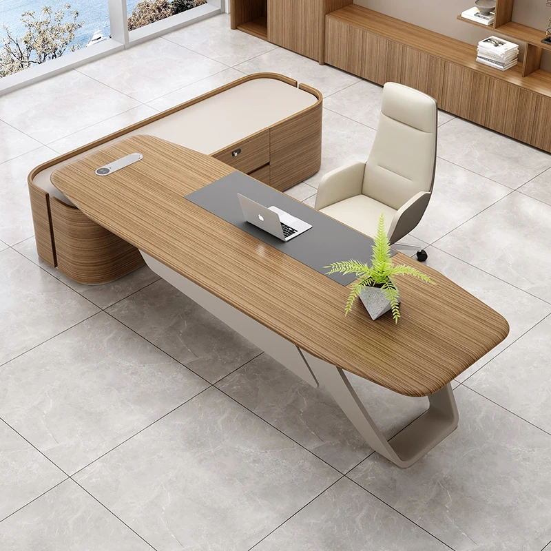 A Light luxury high-end president's desk, simple modern class desk, office manager's desk