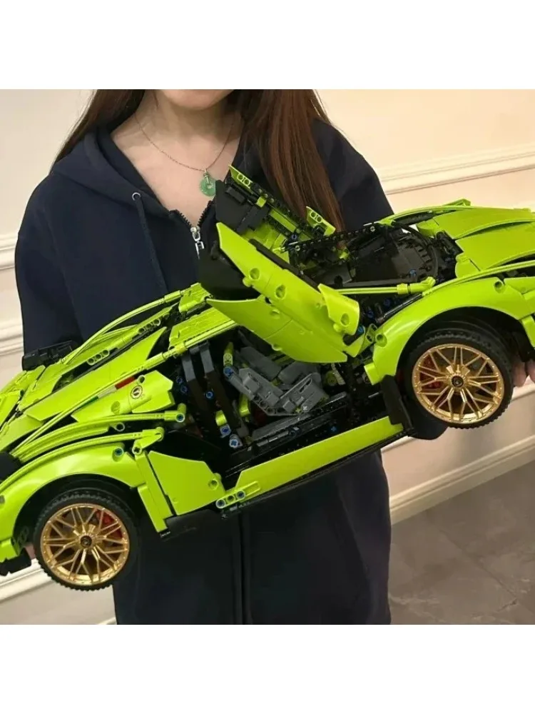 Groene Sportwagen Bouwstenen Set 1:8 Schaal Sportwagenmodel Speelgoed Zonder Aandrijving Jongens Verjaardagscadeau voor Volwassenen 3696 Stuks - afbeelding 2