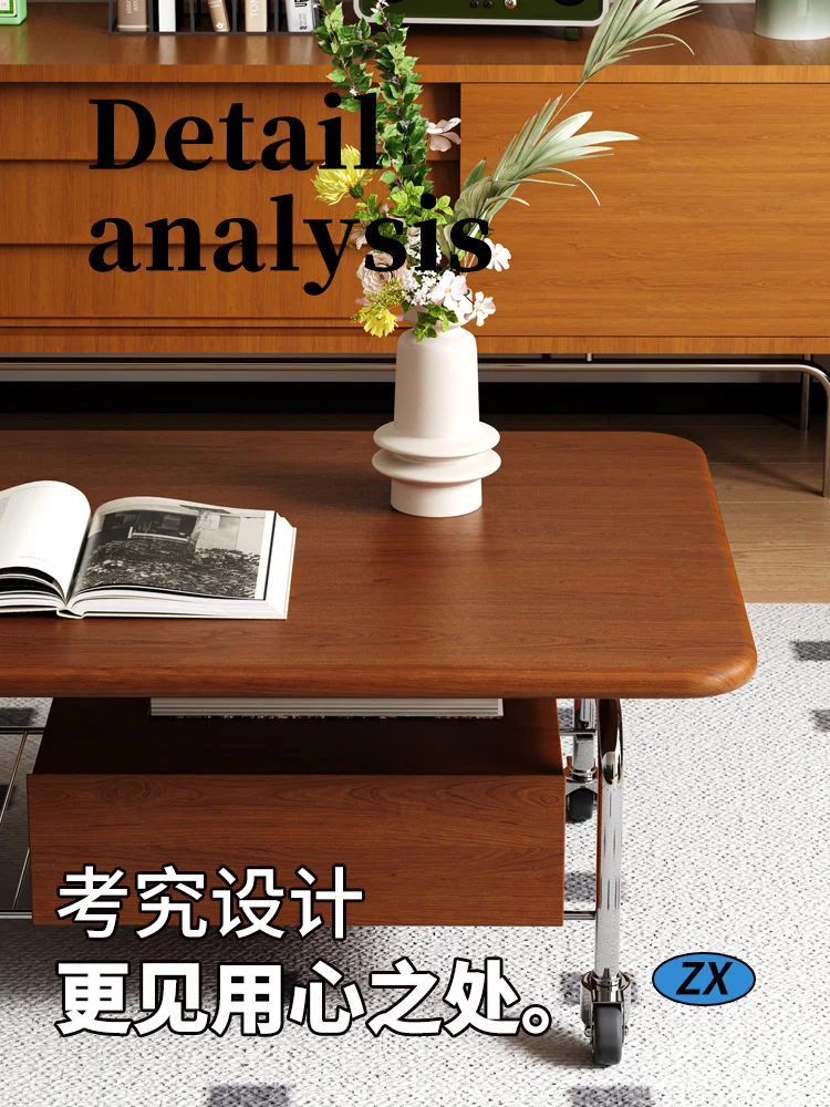 Household small apartment light luxury high-end sense removable coffee table