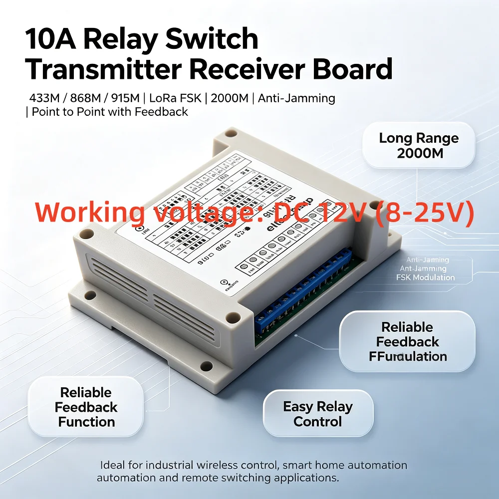 8CHLoRa Remote Control Switch 433/868/915MHz -123dBm High Sensitivity with Feedback Indication,Generation IO Wireless Controller