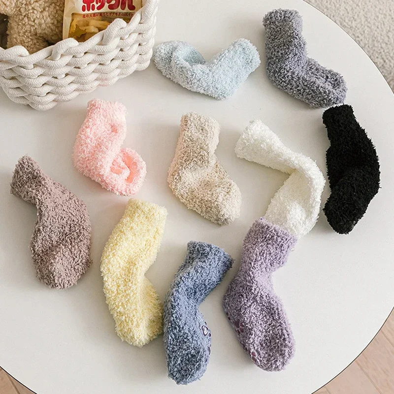 Winter Thick Coral Fleece Children Warm Kids Socks Girls Boys Toddler Soft Baby Autumn Stuff Newborn Anti-slip Floor Socks 0-5Y