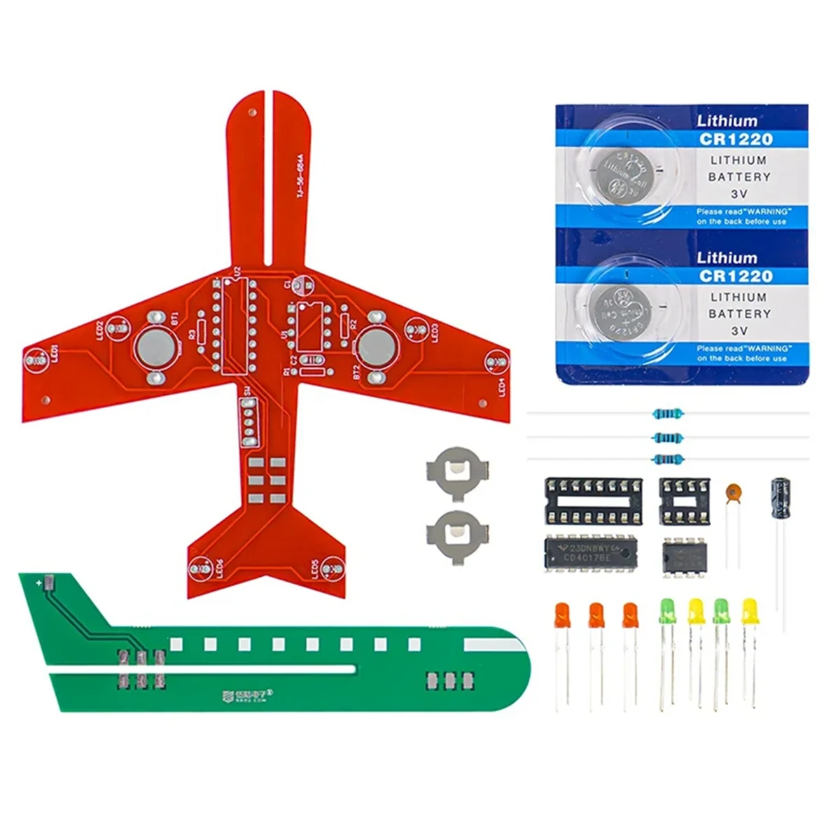 A93Z Small Aircraft Flash Circuit Cd4017 Flow Lamp Electronic Production Kit Diy Welding Practice Circuit Board Parts