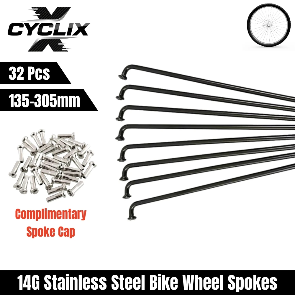 

Super Light 32pcs Bicycle Spokes Stainless Steel Bike Wheel Black Spokes 14G 135mm 138mm 171mm 177mm 185mm 202mm 205mm 209mm
