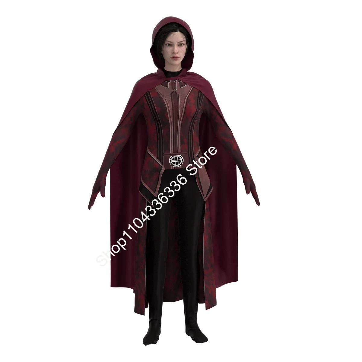 الفيلم تأثيري حلي القرمزي عباءة الجوارب هالوين هزلية غامضة مذهلة الزي كيب فريد خوذة الكبار فتاة 110-180