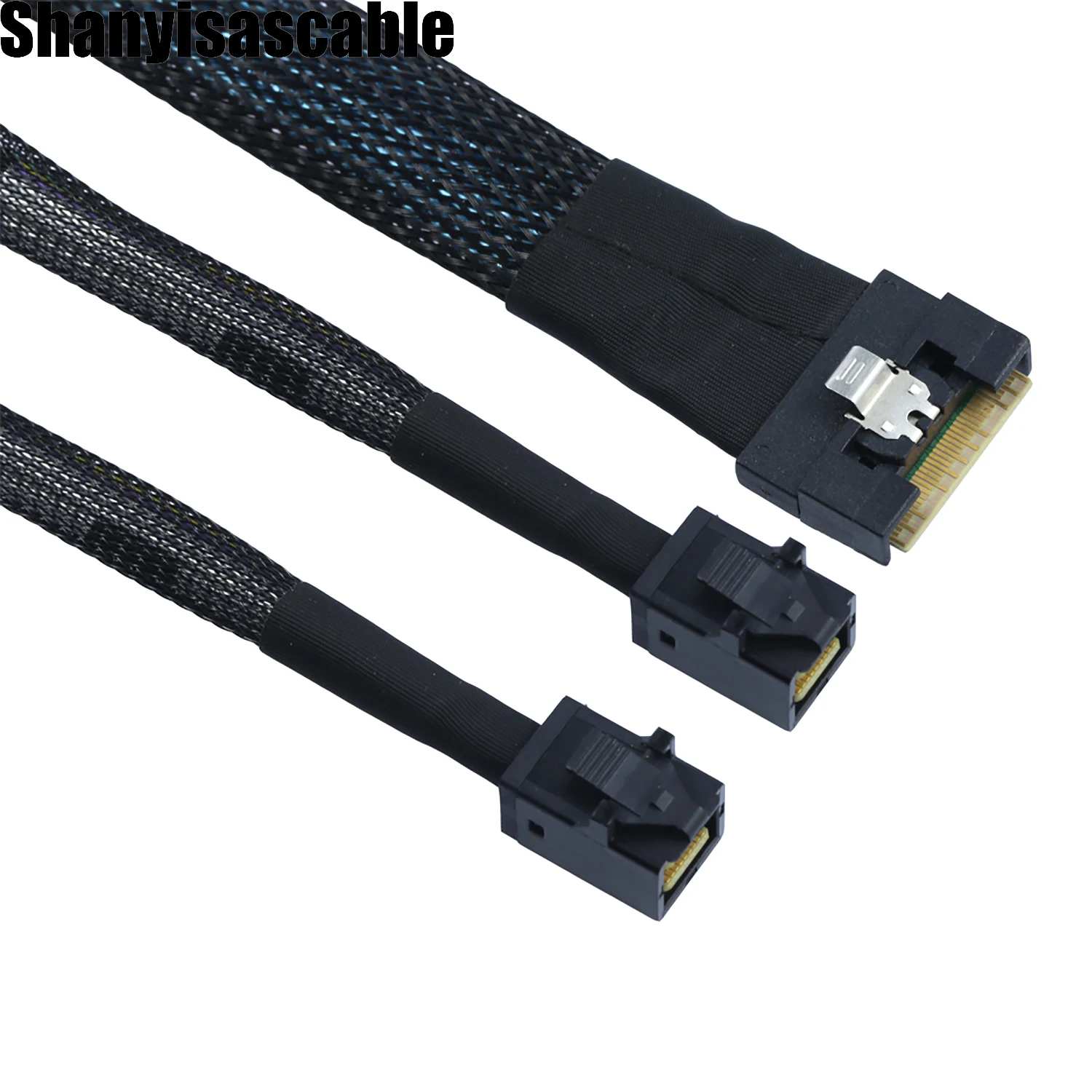 Imagem -05 - Cabo Ultraport Slimline hd 1.0m Pci-e Sas Magro 4.0 Sff8654 8i 74pin para Dual Sff9643 4i Mini Sas Pci-express