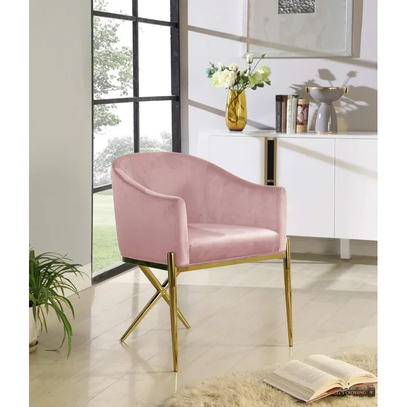 Collection Modern | Contemporary Velvet Upholstered Dining Chair with Sturdy Steel X Shaped Legs, 25.5