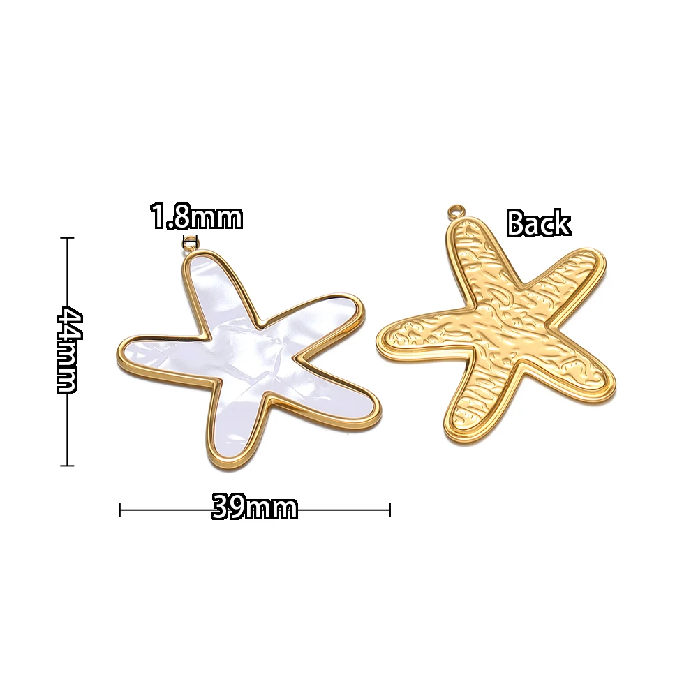 4 Stück Edelstahl-Muschel-Seestern-Anhänger für DIY-Schmuck, Halsketten, Anhänger, Damenohrringe, Zubehör und Materialien – Detail 3