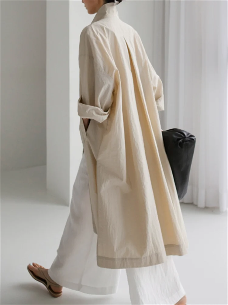 REALEFT 2024 New Cotton and Linen Women\'s Shirts Dresses Autumn Pockets Side Split Straight Korean Casual Loose Dresses Female