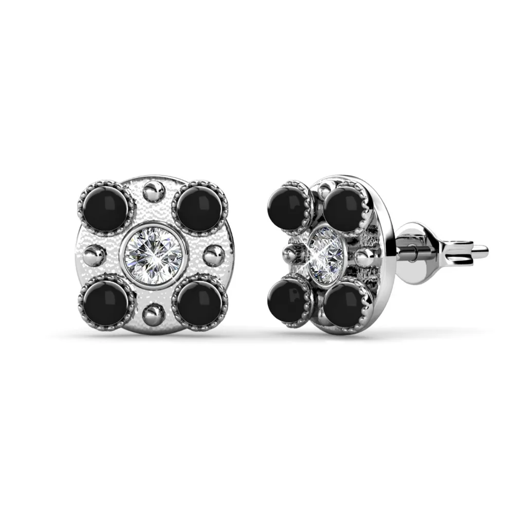 Daisini геометрические серьги-гвоздики с черным жемчугом Swarovski и кристаллами для женщин и мужчин, качественные латунные модные украшения, подарки на вечеринку