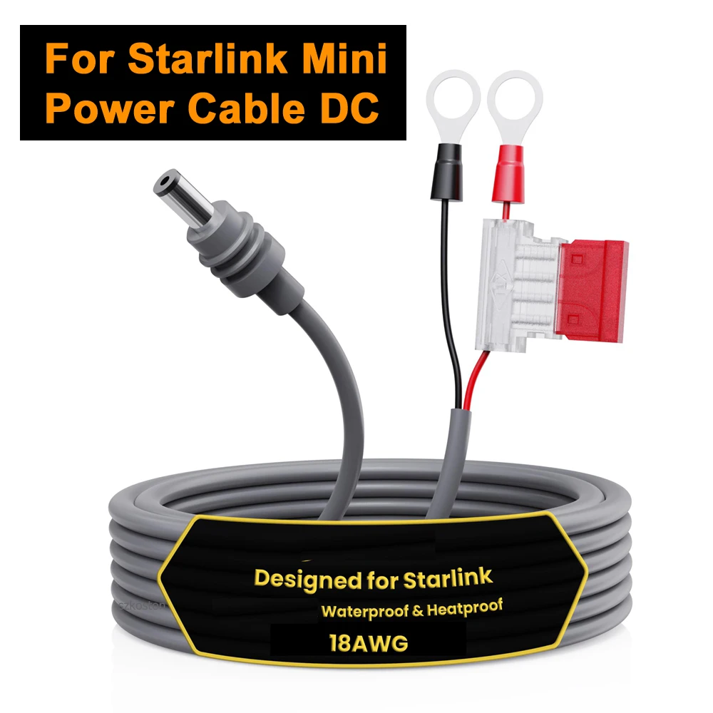 Para Starlink Mini Cable de alimentación DC 12V/24V interfaz de anillo de batería de coche con caja de fusibles ATC/ATO Cable de extensión 18AWG Plug and Play