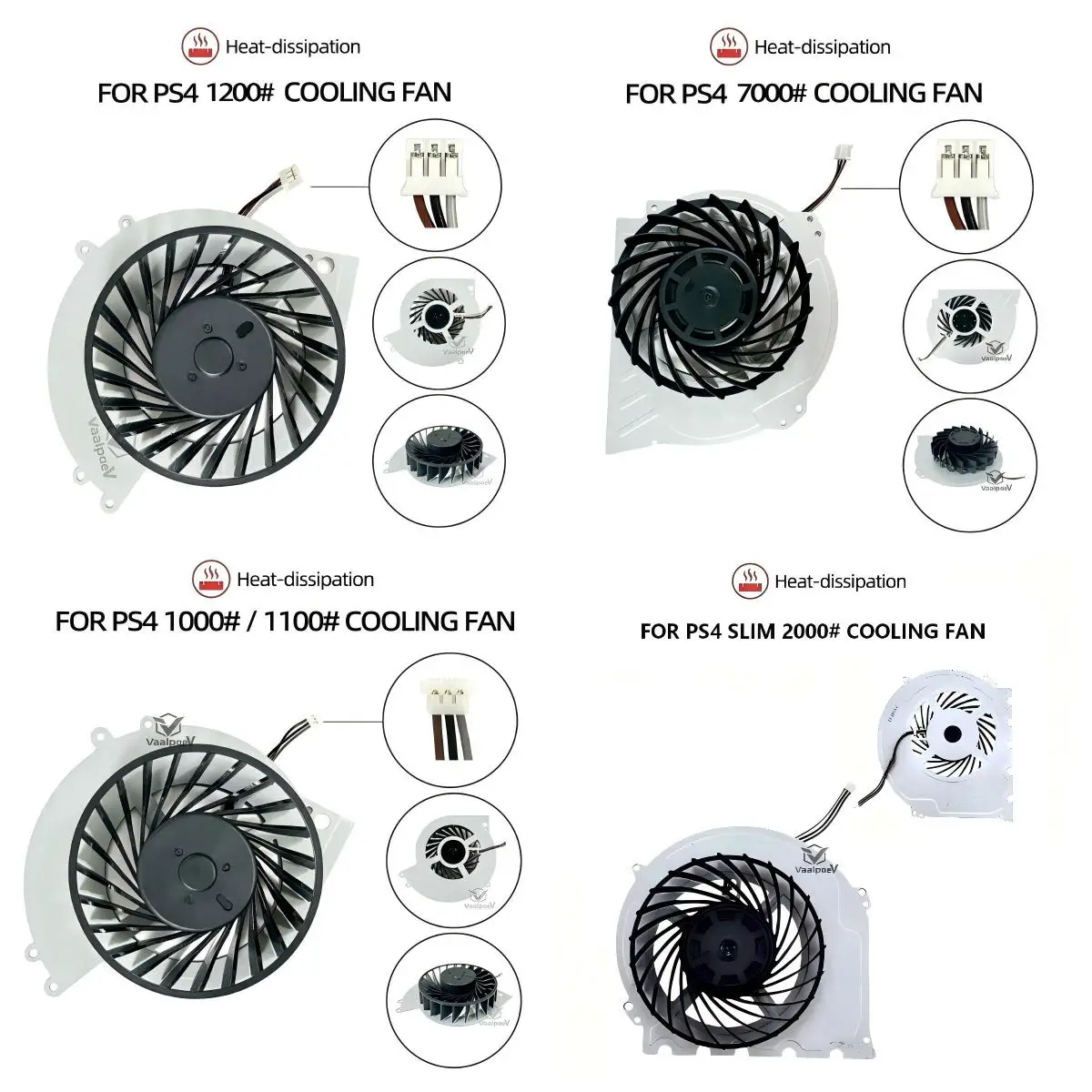 Ventilador de Refrigeración Interno Original Nuevo para PS4 1000/1100/1200, PS4 Slim 2000, PS4 Pro 7000 Series, Módulo de Refrigeración, Piezas de Repuesto