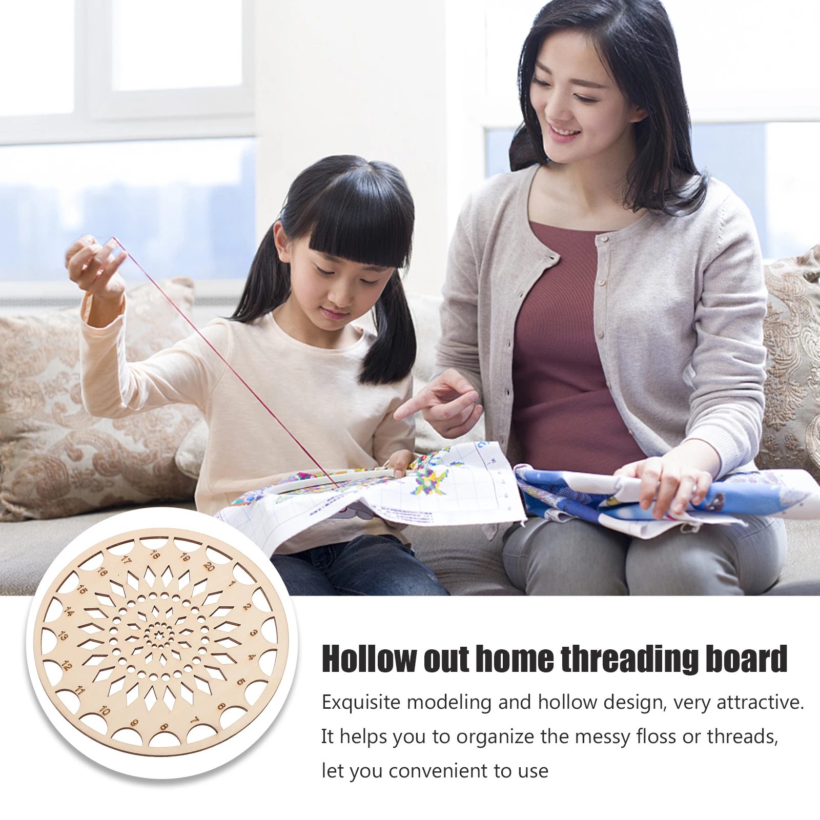 

Wooden Wire Board Floss Embroidery Thread Storage Trays Sewing Organizer Holder Stitching