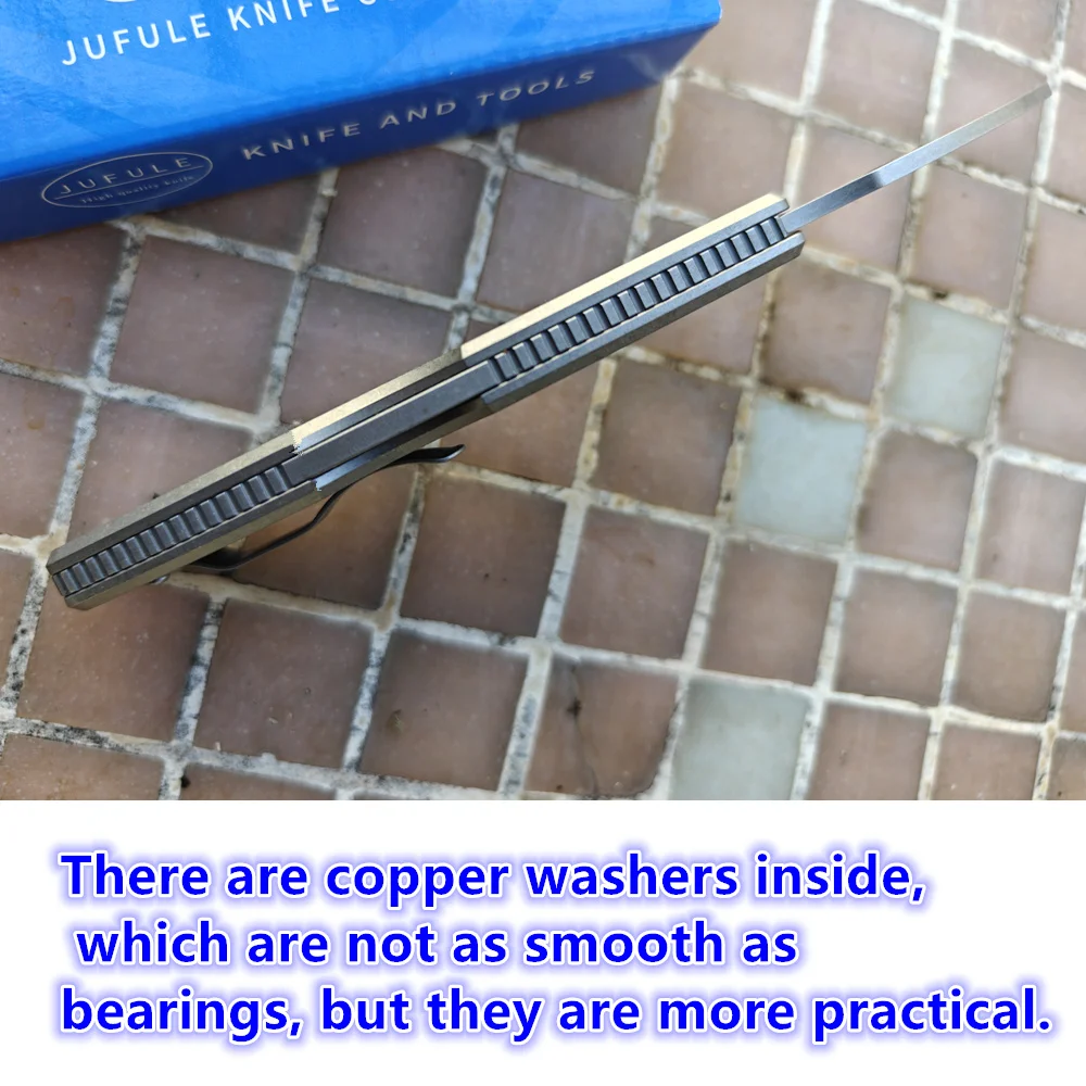 JUFULE RH12 2.0 100% M390 شفرة التيتانيوم مقبض النحاس غسالات التكتيكية جيب بقاء مخيم هانت في الهواء الطلق EDC أداة سكين للفرد #2