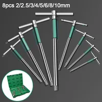 2/2.5/3/3.5/4/4.5/5/6/8/10mm Torx Screwdriver T Type Hex Wrench Chrome Spanner T-shaped Hand Tool Extended T-Socket Wrench