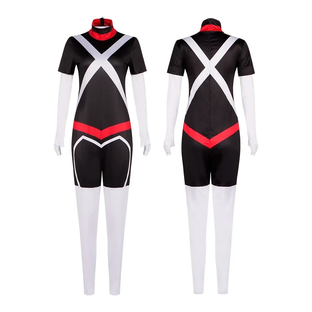 Anime Hazbin Vaggie Cosplay Costume Adult Women Jumpsuit Black Bodysuit Top Pants Halloween Outfit Uniform Performance