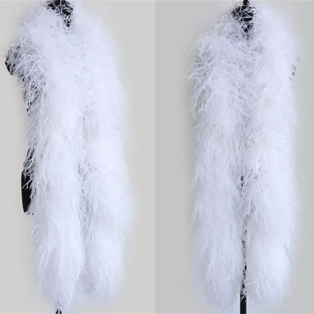 1M&2M White Ostrich Feather Boa 10Ply Fluffy Plume Shawl For Wedding Clothes Tops Decoration PlumasTrims skirt Party/Costume