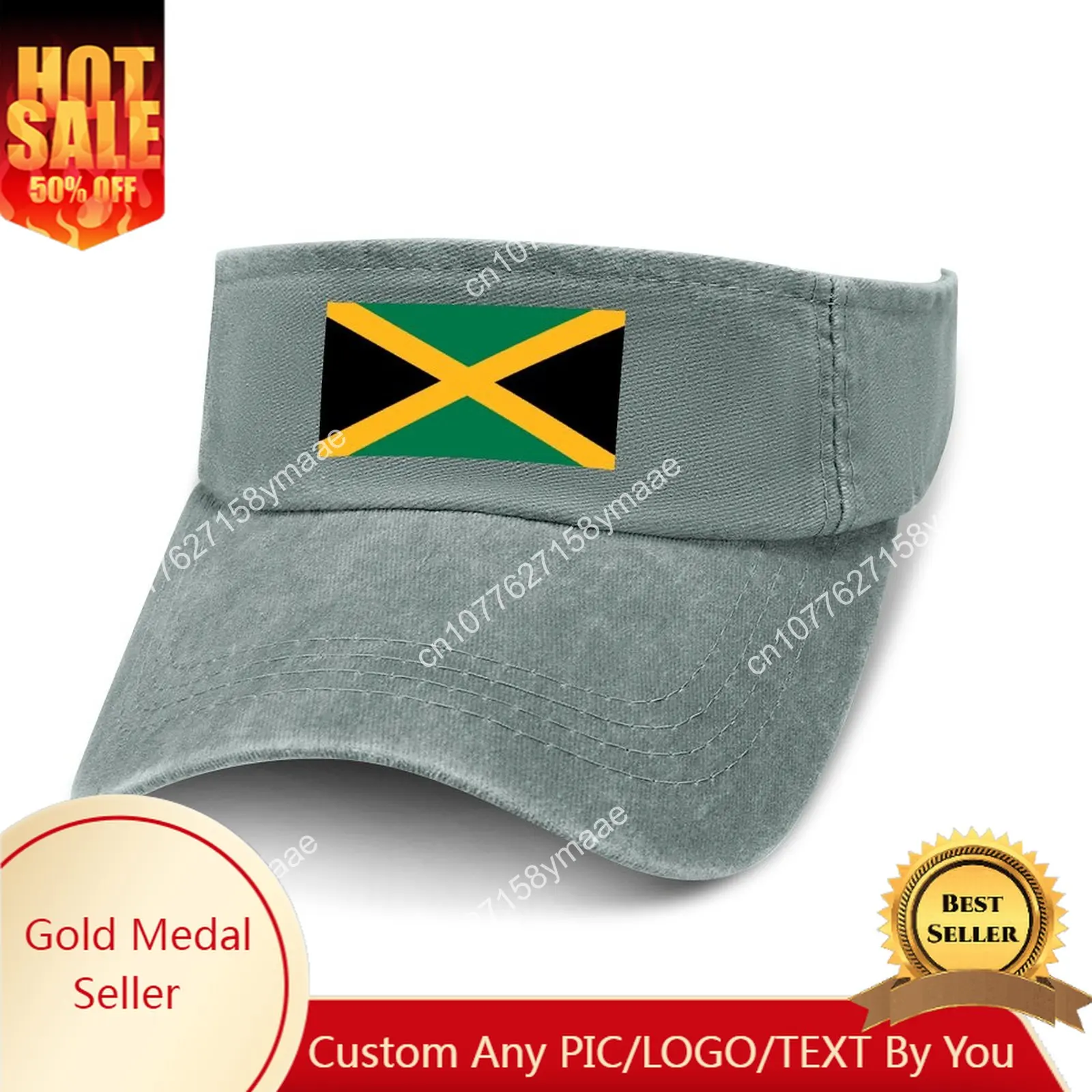 

Jamaica Flag Sun Visor Leaky Top Cowboy Hats Mens Womens Customize DIY Cap Sports Baseball Tennis Golf Caps Empty Open Top Hat