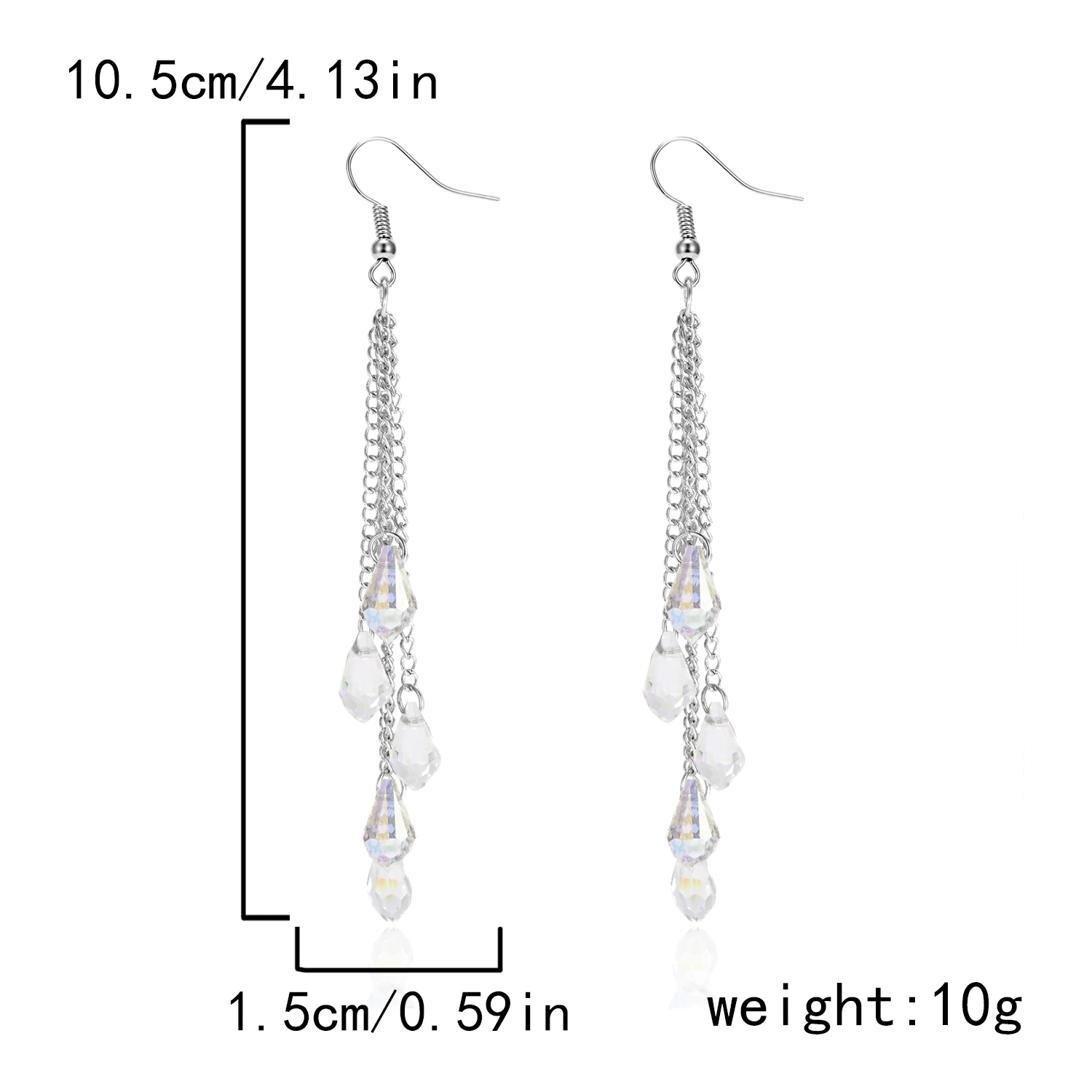 Exquisite bunte Wassertropfen Kristall Quaste Haken Ohrringe für Frauen elegante glänzende baumelnde Metall Ohrringe Party Schmuck Geschenke – Detail 2