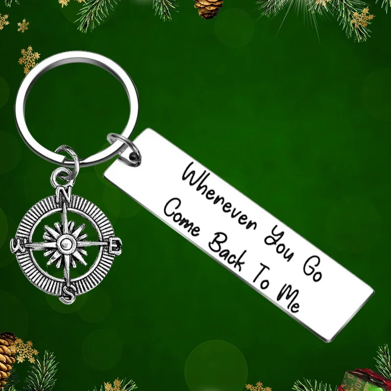 Wherever You Go Come Back to Me Keychain Pendant Couples Going Away Gift Key Chain Boyfriend Husband Gift