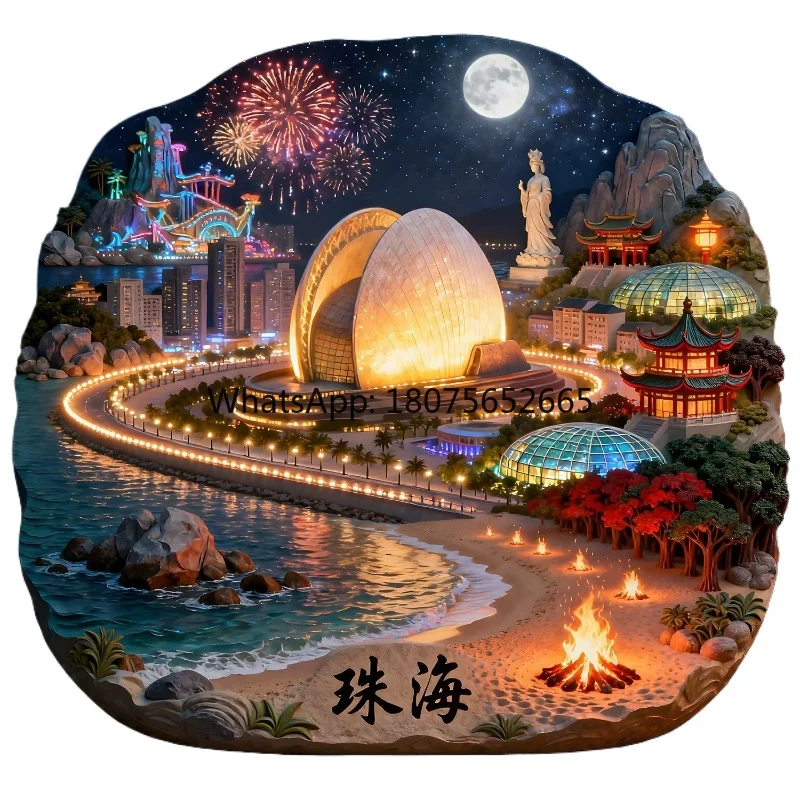 3d magnetic guangdong tourist attraction souvenir - creative gift