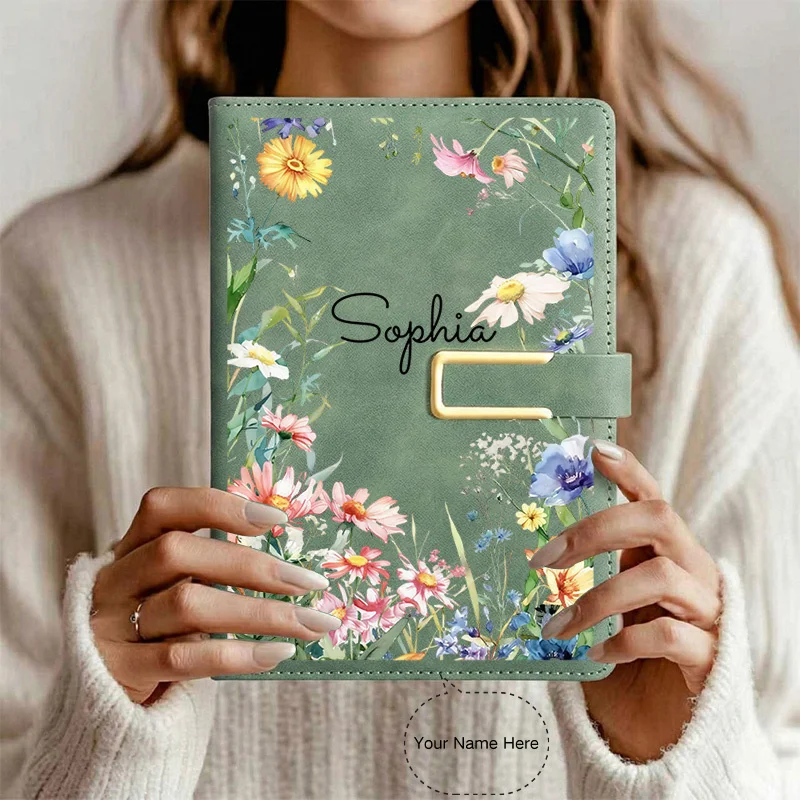 Custom Name A5 Notebook, Personalized Text Softcover 200 Pages Pen Loop and Bookmark, Birthday Gift, Personality Journa, 2D Fla