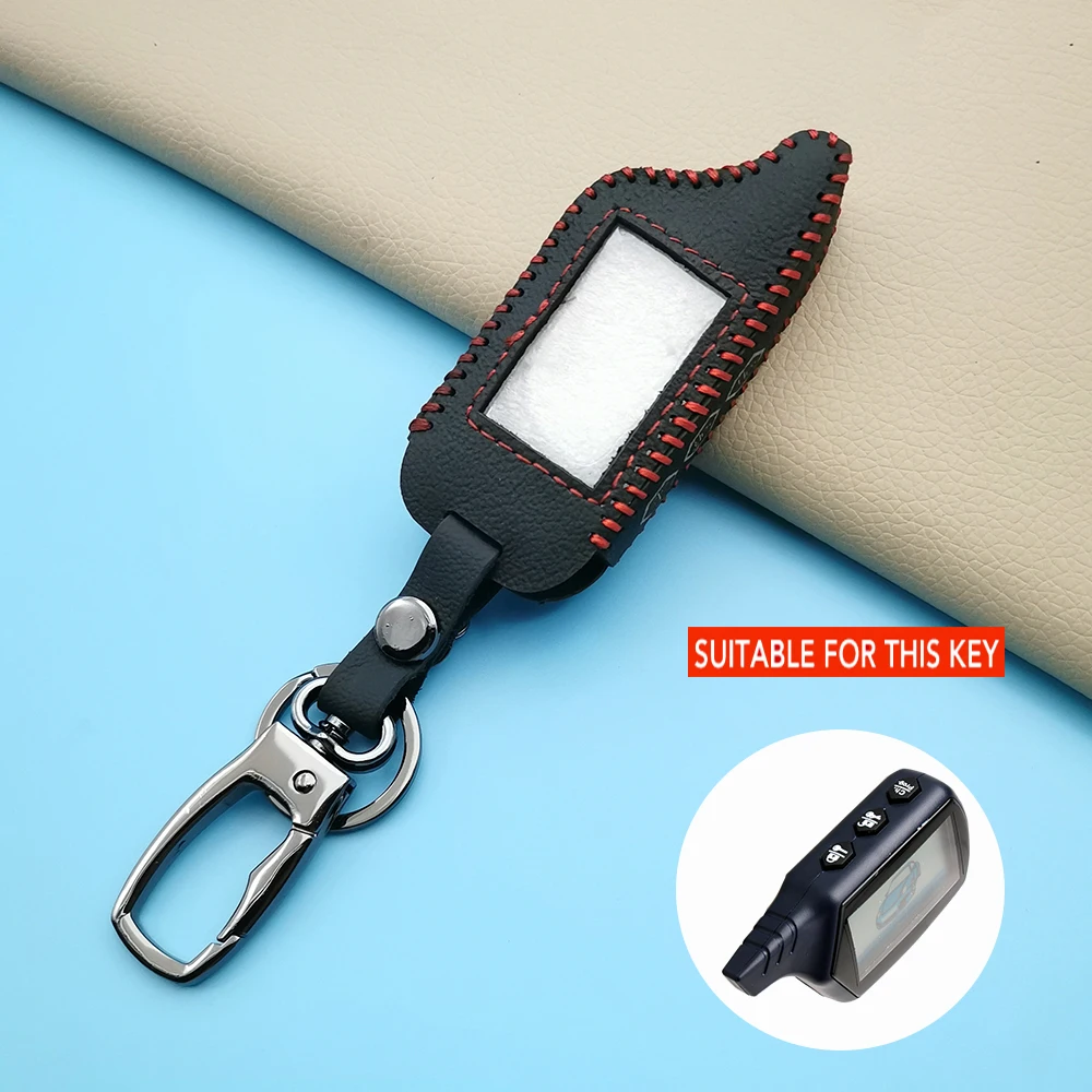 Key Chain Cover For Starline Originals B9 B91 B6 B61 A91 A61 V7 C9 2 Leather Key Case Car LCD Remote Alarm Way New