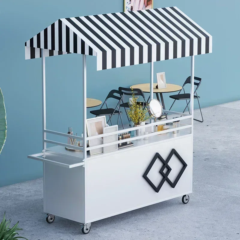 Iron flower car stall hand discount display stand ice powder snack car night market mobile trolley Internet celebrity stall out