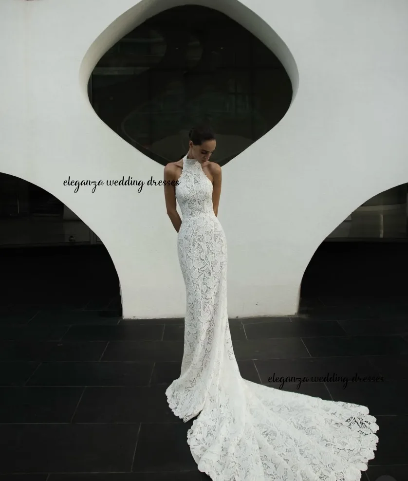 Customized sexy white lace with split white Wedding Dress dress Mermaid train women 's wedding dress Glitter Bridal Gown