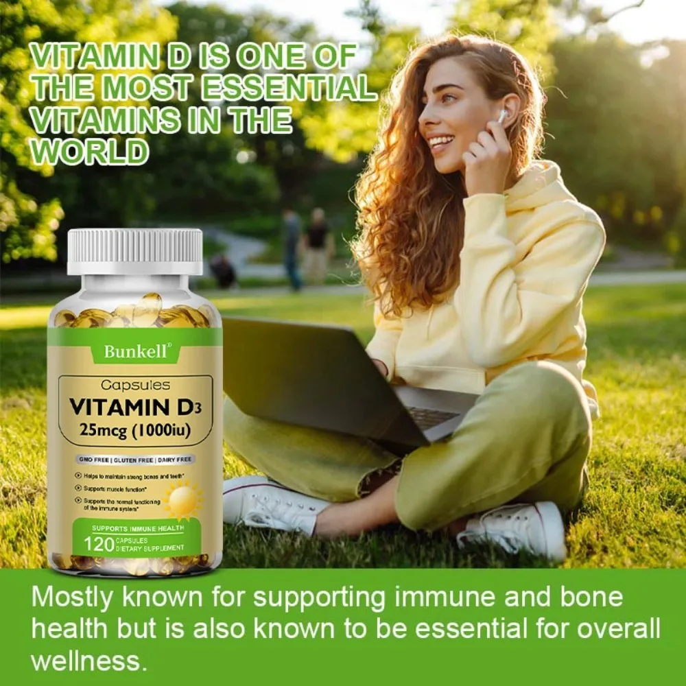 Vitamin D3 - Promotes Healthy Muscle Function and Immune Support, Strong Bones & Teeth, 120 Capsules