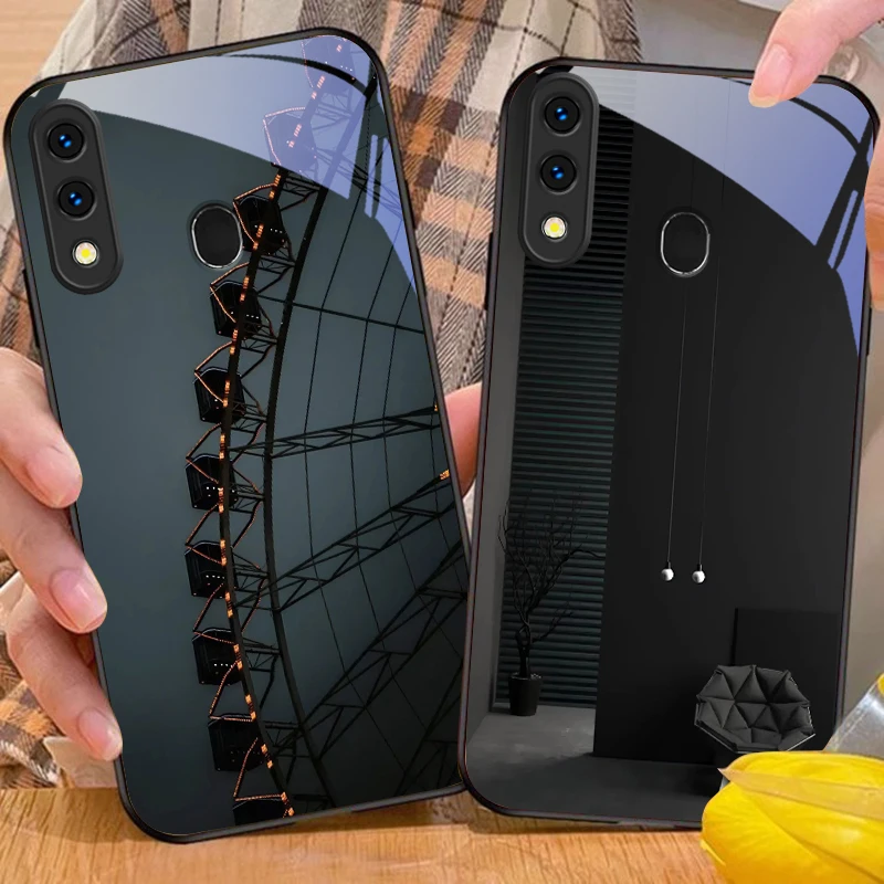 Осенний чехол-накладка из стекла для Samsung A20, A30, A22, A23, A24, A25, A26, A31, A32, A33, A34, A35, A42, A50, A51, A52, A53, A54, A55, A56, A70, A71, A72, A73