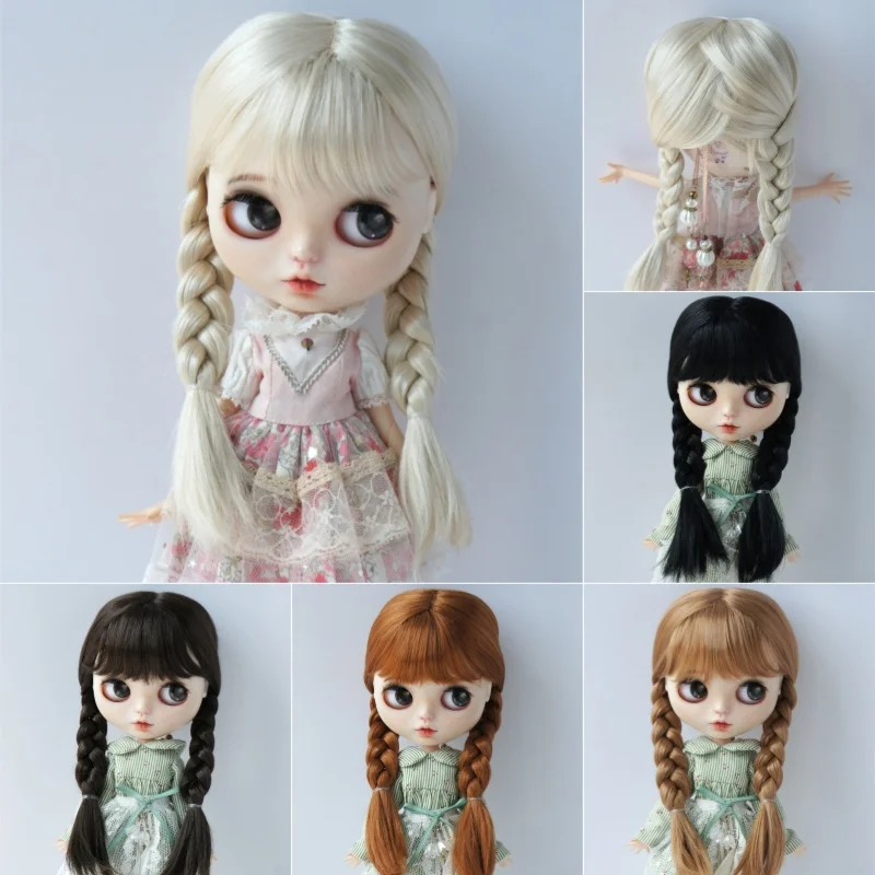 1/6 1/4 1/3 Qbaby Blythes Doll Hair JD837 Long Twins Braids Synthetic Mohair BJD Wigs Country Girl Hair