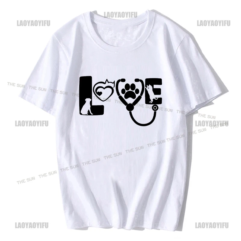 Love Animals Veterinarian Printing Shirt Harajuku Casual T-Shirt Fashion Short Sleeve Clothing Streetwear Men's Hip Hop Cotton