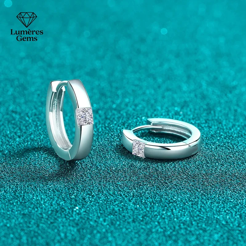 

Серьги LumièRe с драгоценными камнями из муассанита, платиновые серьги PT950, женские серьги-кольца с бриллиантами, простая застежка для ушей