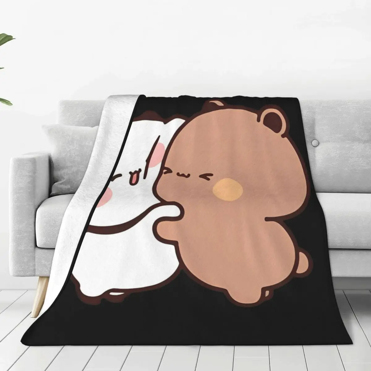 Bear And Panda Bubu Dudu Balloon Skateboard Blanket Travel Office Plush Throw Blanket Bedroom Flannel Bedspread Sofa Bed Cover