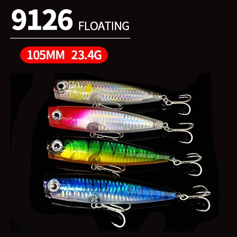 105mm 23g Topwater Popper Fishing Lures Surface Saltwater Twitch Wobblers for Pike Swimbait Long Casting Artificial Hard Bait