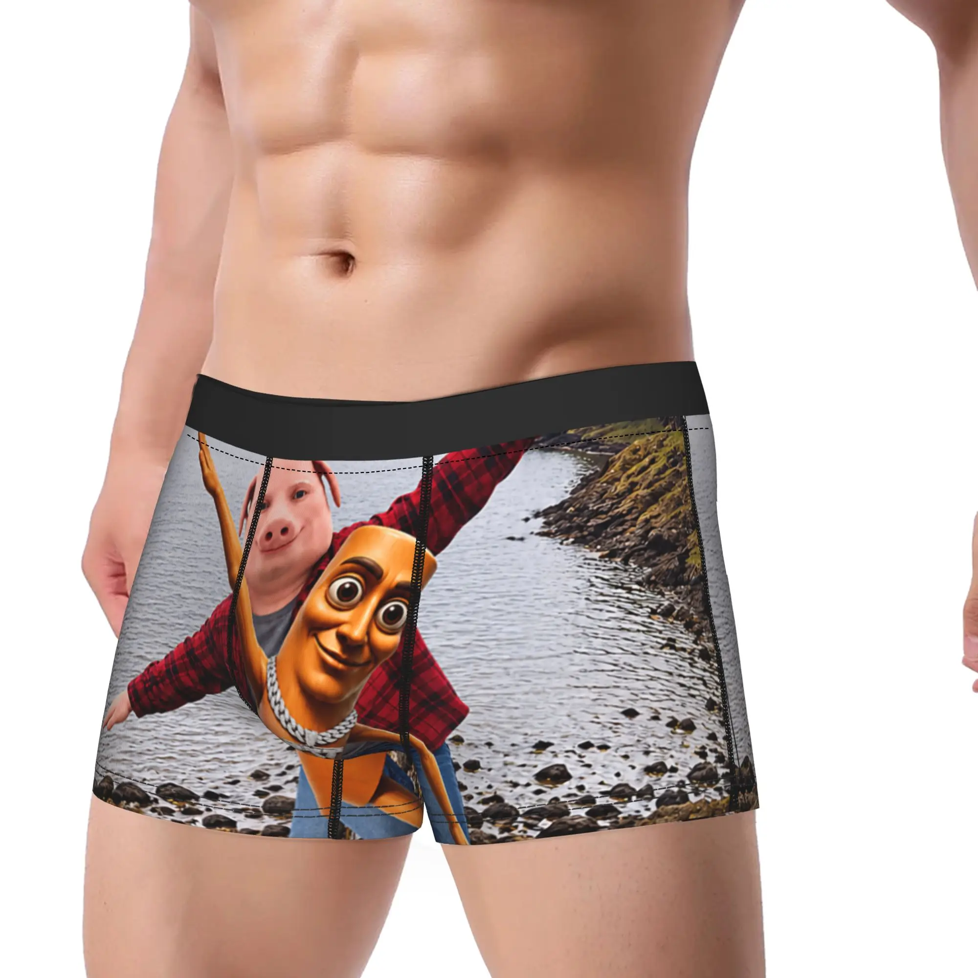 Tung Tung Tung Sahur Triple John Pork Calling Brianrot Underwear Man Panties Breathable Boxer Shorts Boxer Brief Plus Size