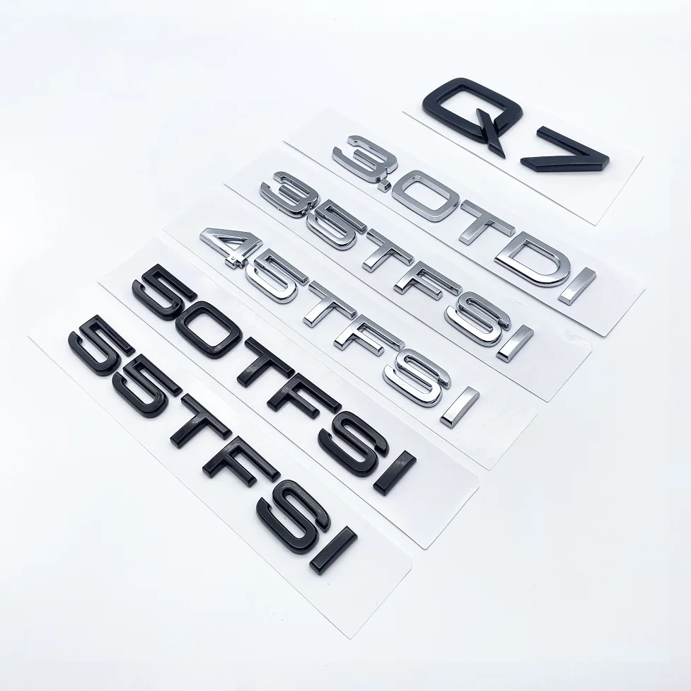 

For Q7 Series 3D Metal Chrome Black Letters 35TFSI 40TFSI 45TFSI 55TFSI TFSI Emblem ABS Car Rear Bumper Tail Door Trunk Sticker
