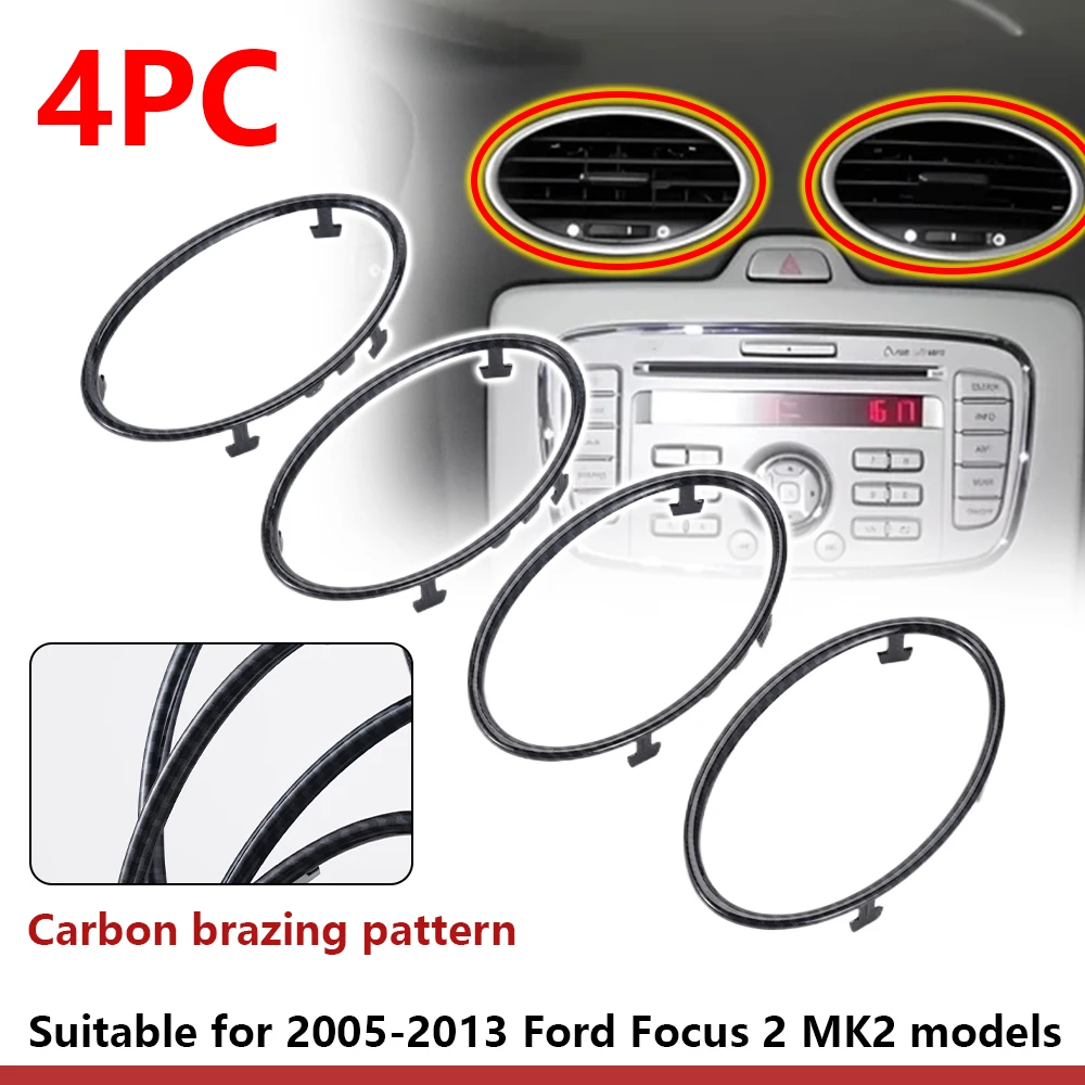 

Carbon Fiber Pattern for Ford Focus 2 MK2 2005-2013 Car Air Conditioning Trim Outlet Air Decoration Circle Ring Accessories