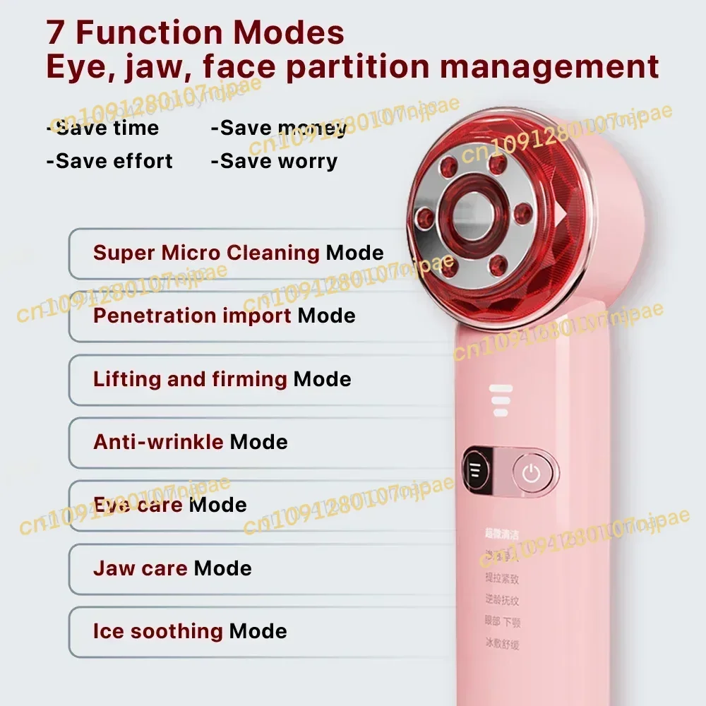 

In Stock ultrasonic LED skin light infrared 4d micro-current vibration roller facial massager hot cold face equipment eye neck