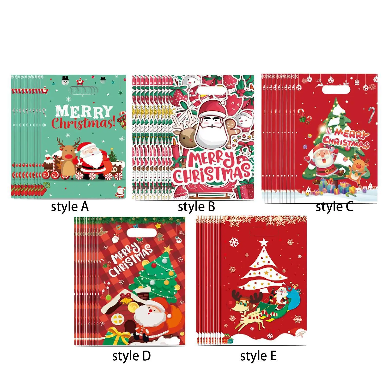 10Pcs Christmas Gift Bag Goody Bag Storage Pouch Tote Bag Christmas Treat Bag for Candy Xmas Shopping Birthday Party Supplies