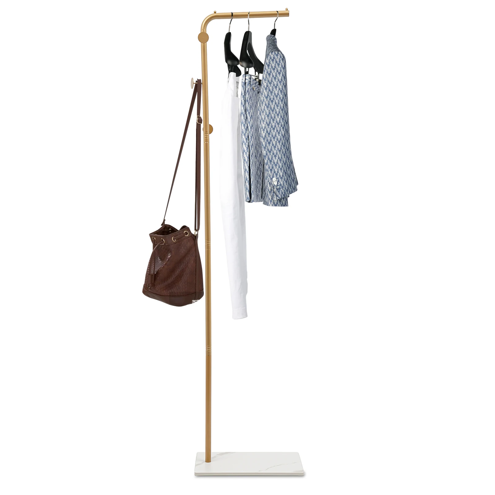 L-shape Freestanding Coat Rack Wear-Resistant Large Capacity Clothes Hanger with Sturdy Base for Hallways/Living Rooms image 3