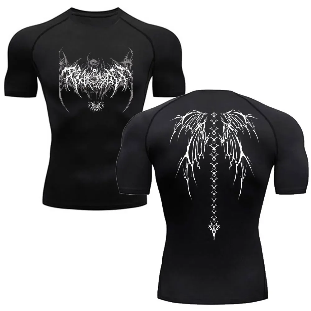 

Y2K Compression Shirt Men Fitness Gym Skeleton Sport Running T-Shirt Tops Tee Quick Dry Short Sleeve T-Shirt For Men