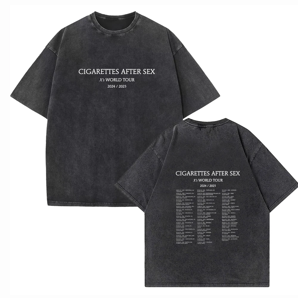 Cigarettes After Sex X's World Tour 2024 Vintage Harajuku Summer Music Fans Gift Short Sleeve Cotton O-Neck Shirts Casual Unisex