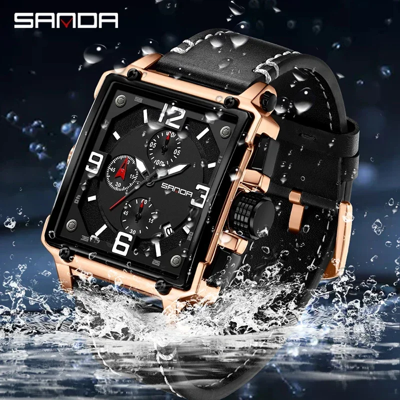 Sanda 5304 New Hot Selling Quartz Men's Watch with Three Eyes and Six Needles, Simple Calendar, Waterproof and Trendy Watch