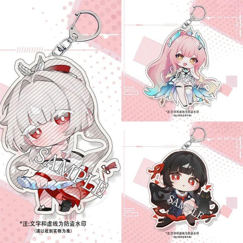 Wuthering Waves Q-version Acrylic Keychain Denia Hiyuki Aemeath Game Characters Bag Pendant Backpack Hanging Decoration Gift