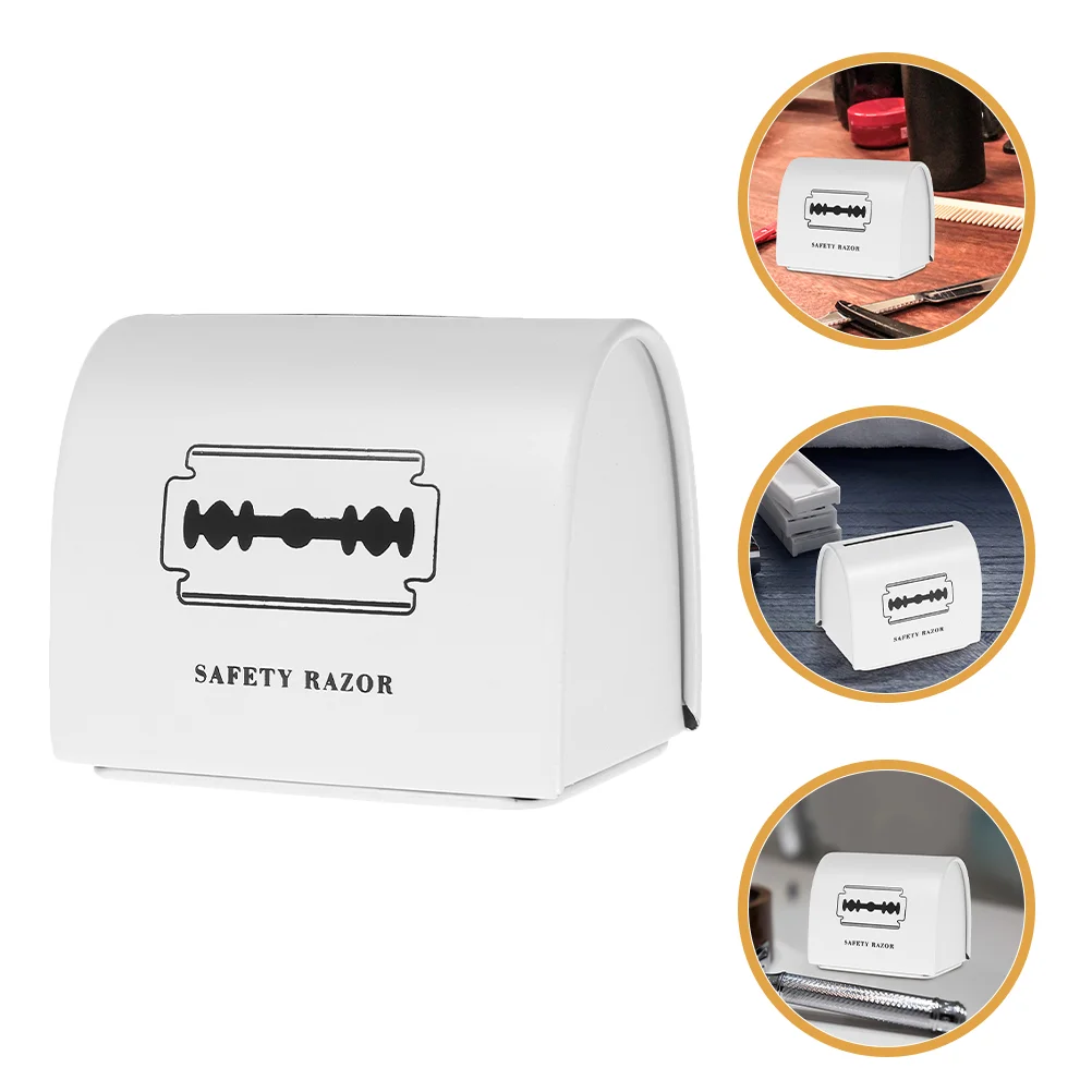 2 Pcs Blade Storage Iron Box Disposal Container for Hair Salon Portable Holder Barbershop White Metal Shaver