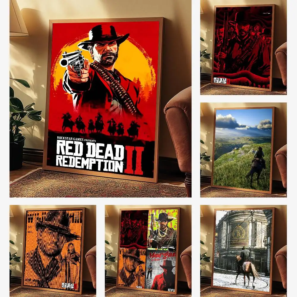 ملصق R-Red Dead R-RedemptionS عالي الدقة جدار لاصق مقاوم للماء لغرفة المعيشة المنزلية وغرفة النوم والديكور الجمالي
